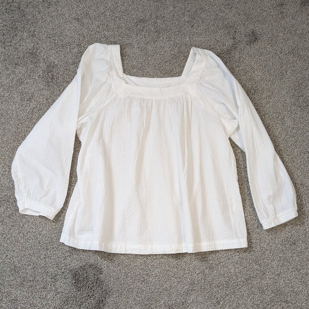 Terra & Sky White Square Neck Peasant Blouse